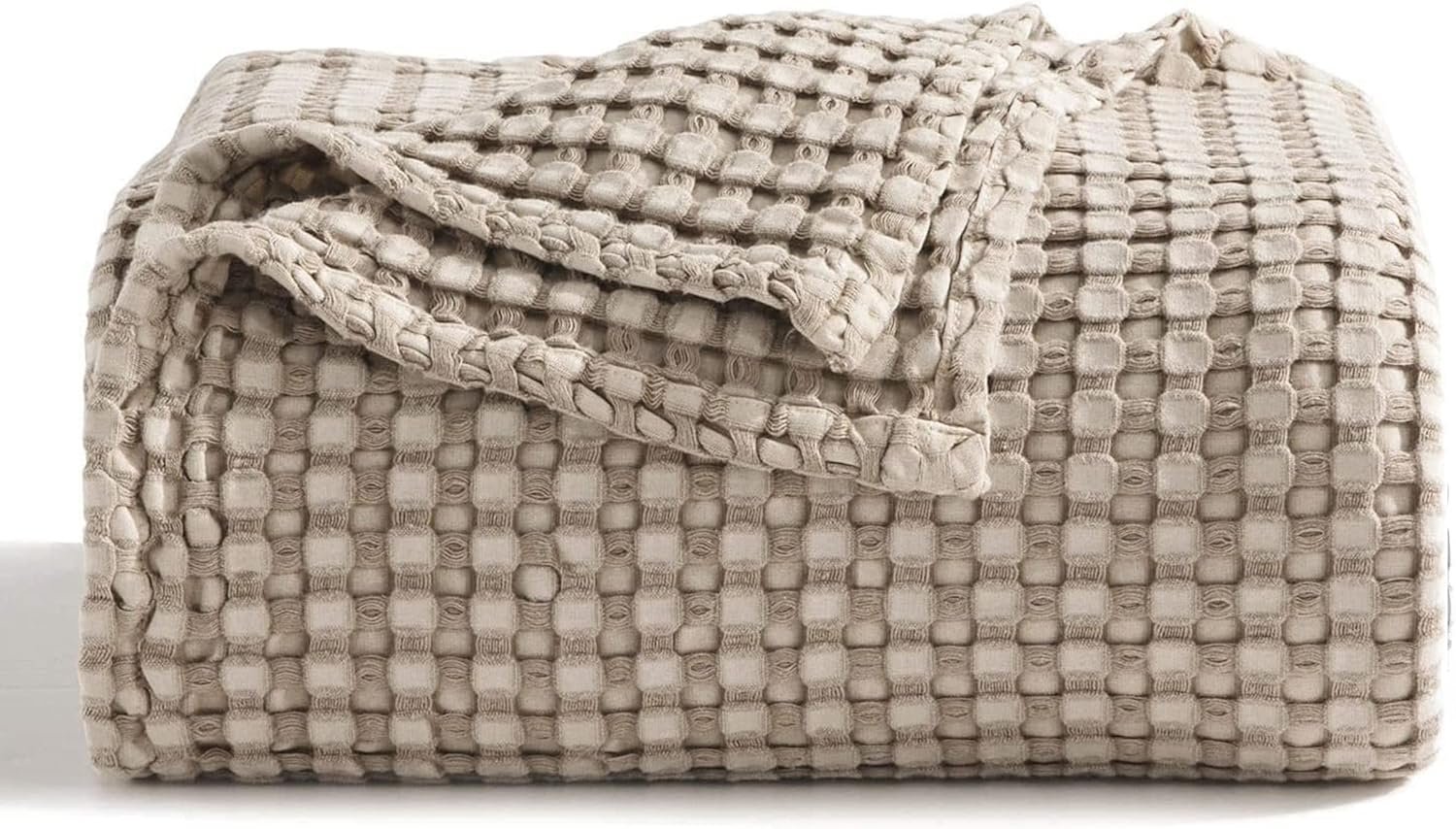 Bedsure Cooling Cotton Waffle King Size Blanket – Lightweight Breathable Summer Blanket of Rayon Derived from Bamboo for Hot Sleepers, Luxury Throws for Bed, Couch and Sofa, Taupe, 104×90 Inches