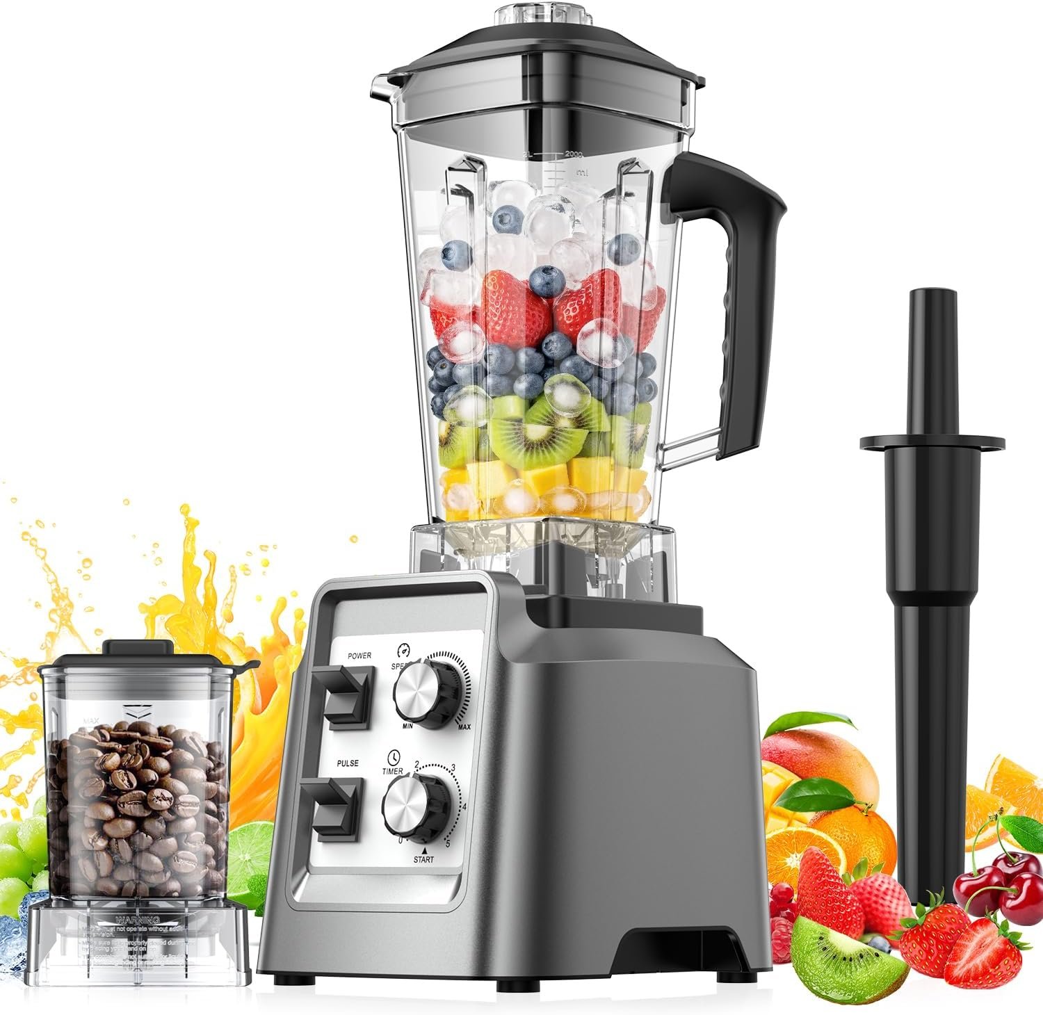 Blender, 68Oz. Countertop Blenders with 20Oz. Grinder, 28000 RPM Kitchen Blender for Smoothies, Ice Crushing, Frozen Fruits, Self-Cleaning, Speed Adjustable