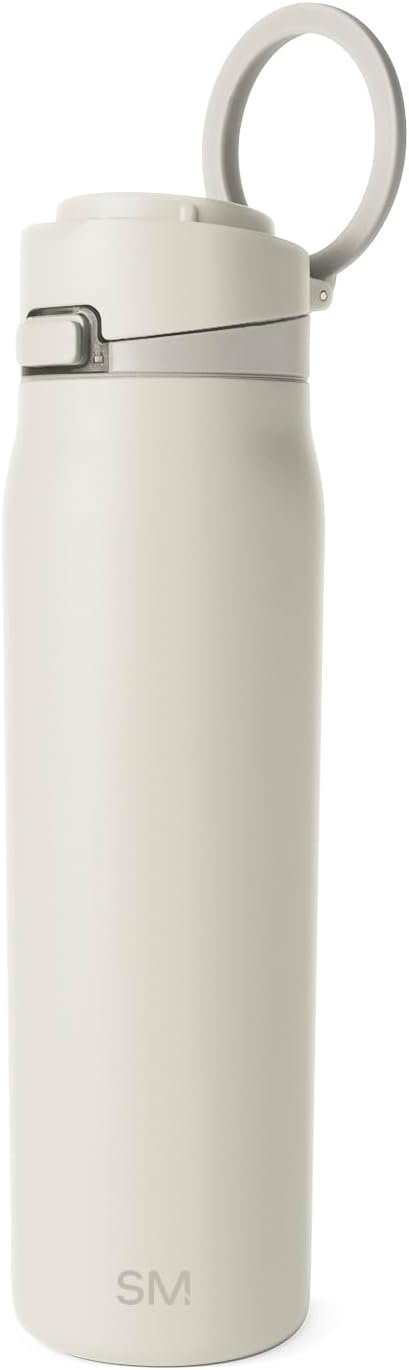Simple Modern Mesa Loop Water Bottle with Covered Straw and Handle | 30oz Cup Holder Friendly Insulated Stainless Steel Bottles for Travel, Sports and School | Cashew
