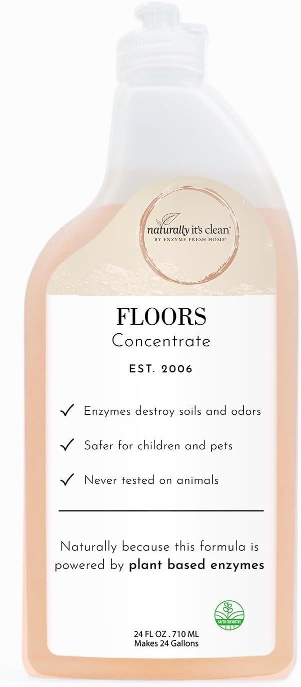 naturally it’s clean Floor Cleaner Concentrate | Makes 24 Gallons | Safe for All Floor Types | Hardwood & Tile Floor Cleaner | pH Neutral & Biodegradable | Kids & Pets Safe | No Rinse, Destroys Odors
