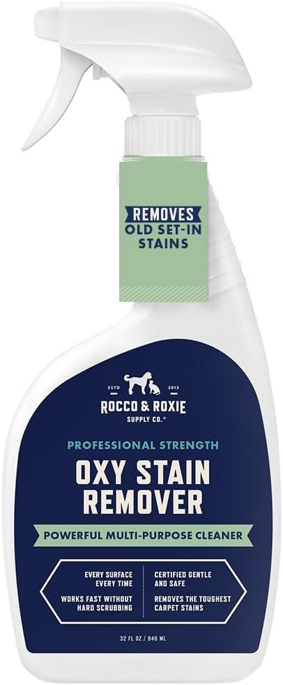Rocco & Roxie Oxy Stain Remover – Oxygen Powered Carpet Cleaner Spray – Pet Stain Remover for Carpet, Spot Cleaner for Upholstery, Couch, Laundry, Rug, Clothes, Car Seat, Mattress, Sofa, and More