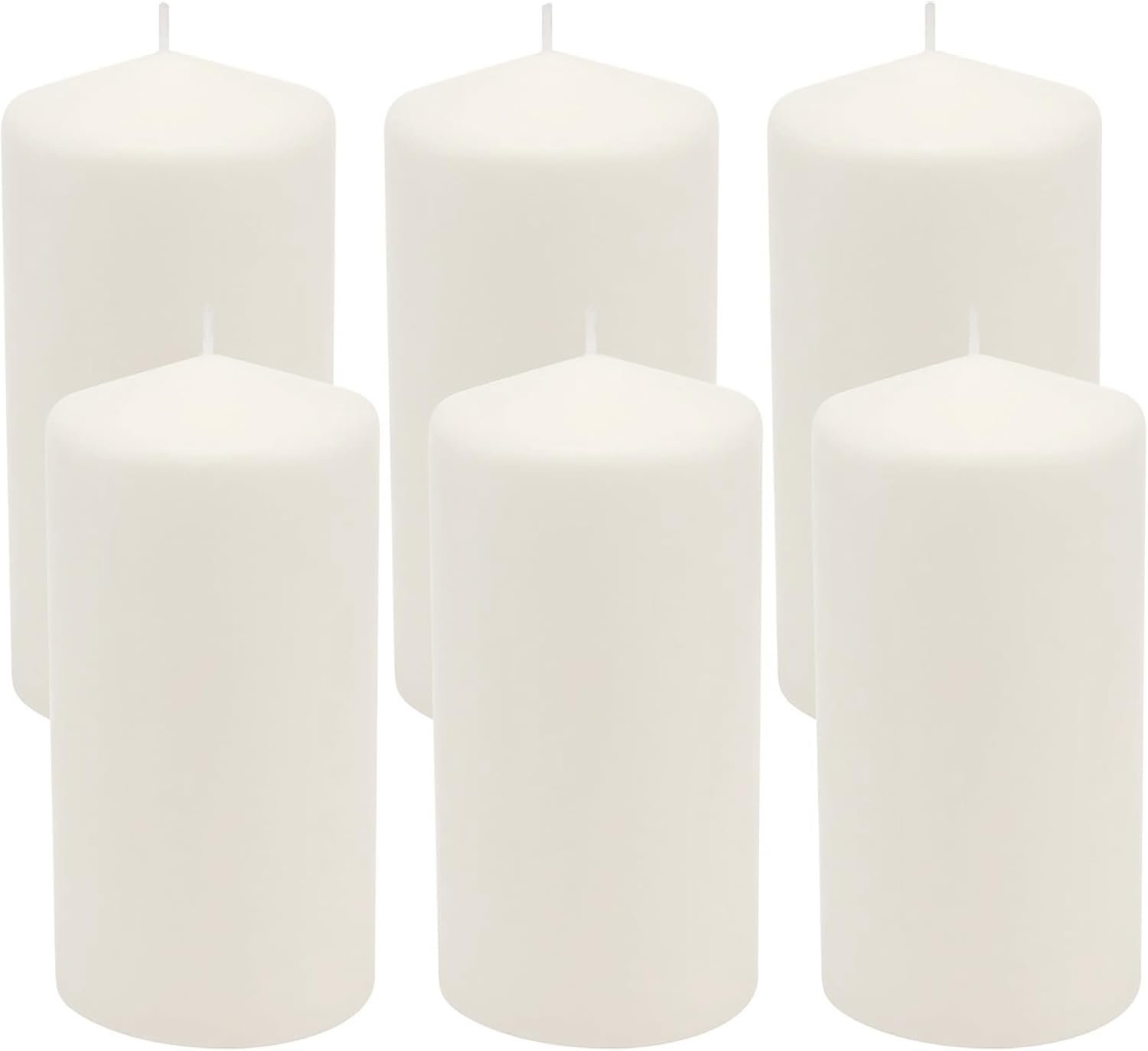 Stonebriar Unscented White Tall Pillar Candles, 65 Hour Burning Candle Pillars, Perfect for Decor, Weddings, Emergencies 3″ X 6″, 6 count