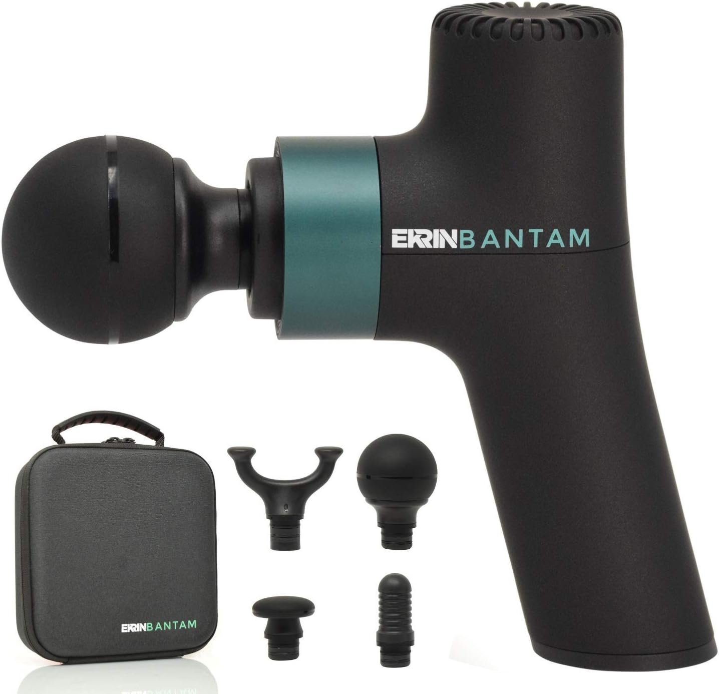 Ekrin Athletics Bantam Mini Massage Gun – Compact Deep Tissue Muscle Massager with Adjustable Speeds & 4 Attachments – Long Battery Life, Lightweight, Travel Friendly