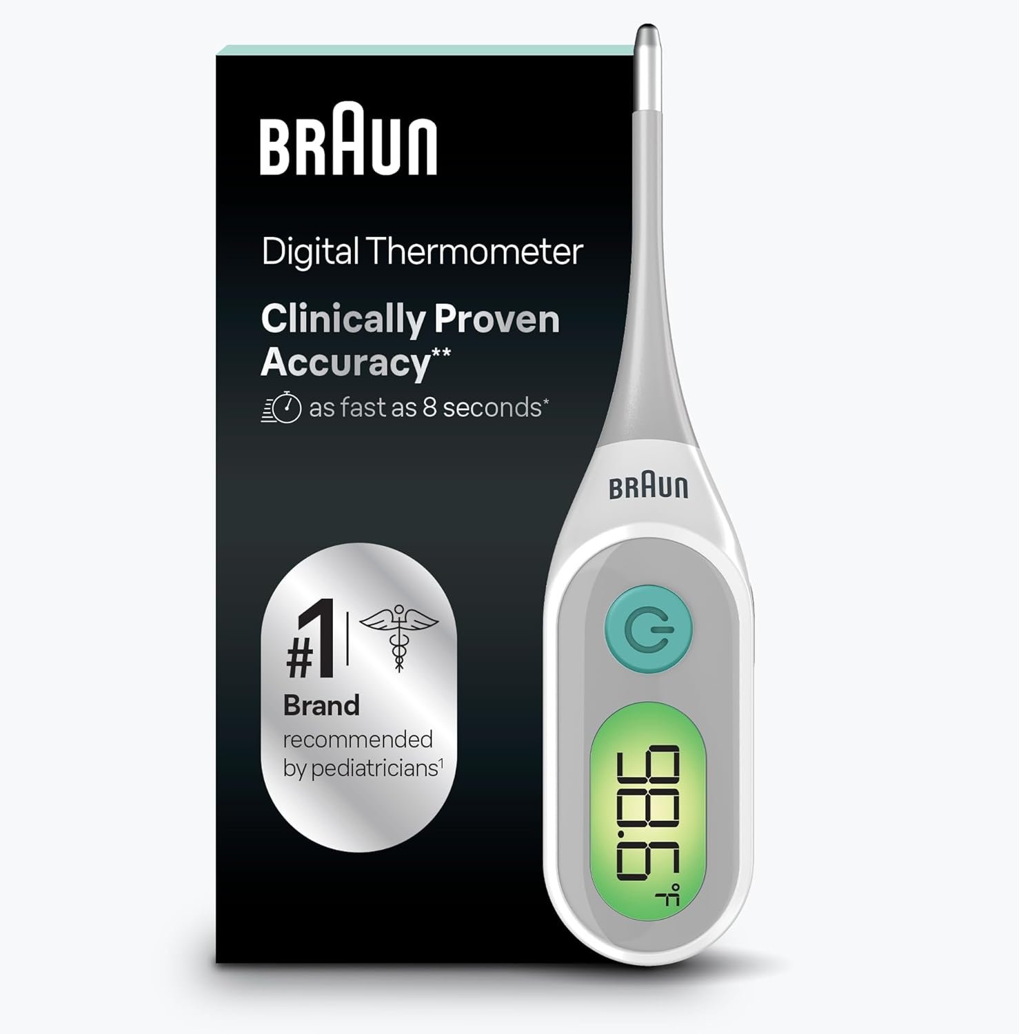 Braun Digital Thermometer, Clinically Accurate, Color Coded Fever Guidance for Baby, Toddlers, Kids & Adults, Oral, Rectal or Underarm use, No 1 Brand Recommended by Pediatricians
