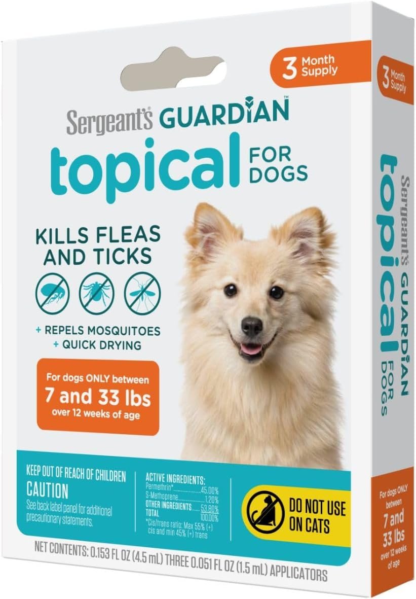 Sergeant’s Guardian Flea & Tick Squeeze On for Dogs 7-33 lbs., 3 Count