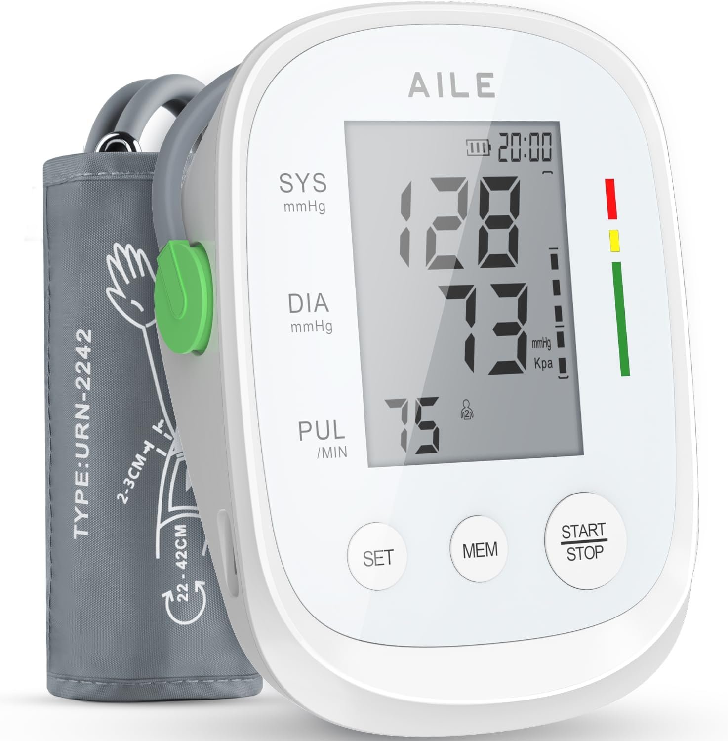 AILE Blood Pressure Monitor, Blood Pressure Machine Upper Arm Large Cuff(8.7″-16.5″), High Automatic Blood Pressure Monitors Cuff for Home Use, (BP) Manual Arm Blood Pressure Monitors, 2 * 99 Memory