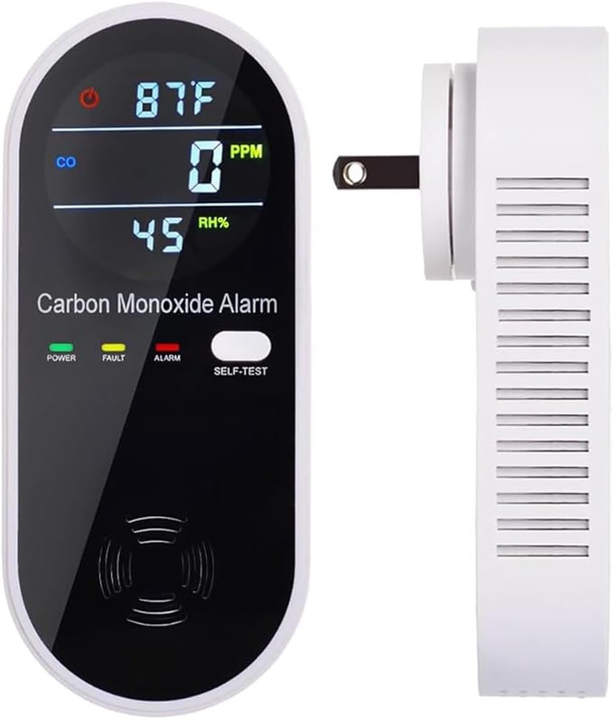 3-in-1 Carbon Monoxide Detector, Carbon Monoxide Detector Plug in Wall with Temperature & Humidity Display, CO Alarm Monitor with Color LCD Display, Accurate & Easy to Install