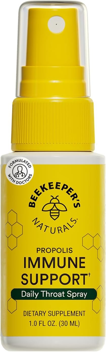 Propolis Throat Spray by Beekeeper’s Naturals – 95% Bee Propolis Extract, Natural Immune Support & Sore Throat Relief – Antioxidants, Keto, Paleo, Gluten-Free (1.0 oz)(Pack of 1)