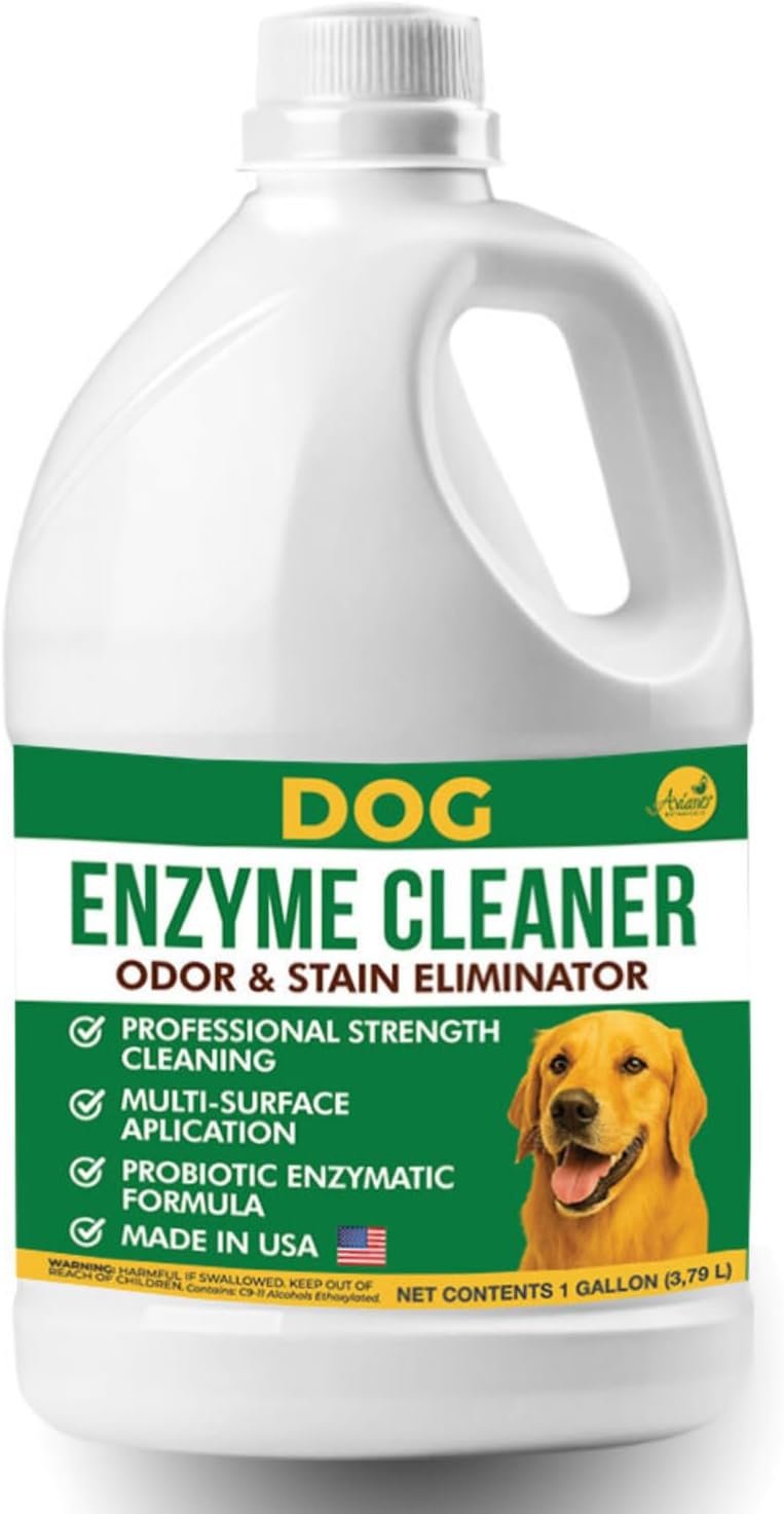 Aviano Enzyme Cleaner for Dog – 1 Gallon – Made in USA – Pet Urine Enzyme Cleaner for Tile, Hardwood, Furniture, Bedding, and Drains – Eliminates Odors with Fresh Lemon Scent