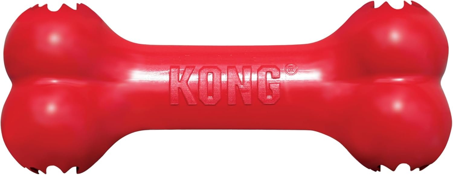KONG Goodie Bone – Classic Durable Natural Rubber Dog Bone, Supports Mental Engagement – Treat Dispensing – Red – for Medium Dogs