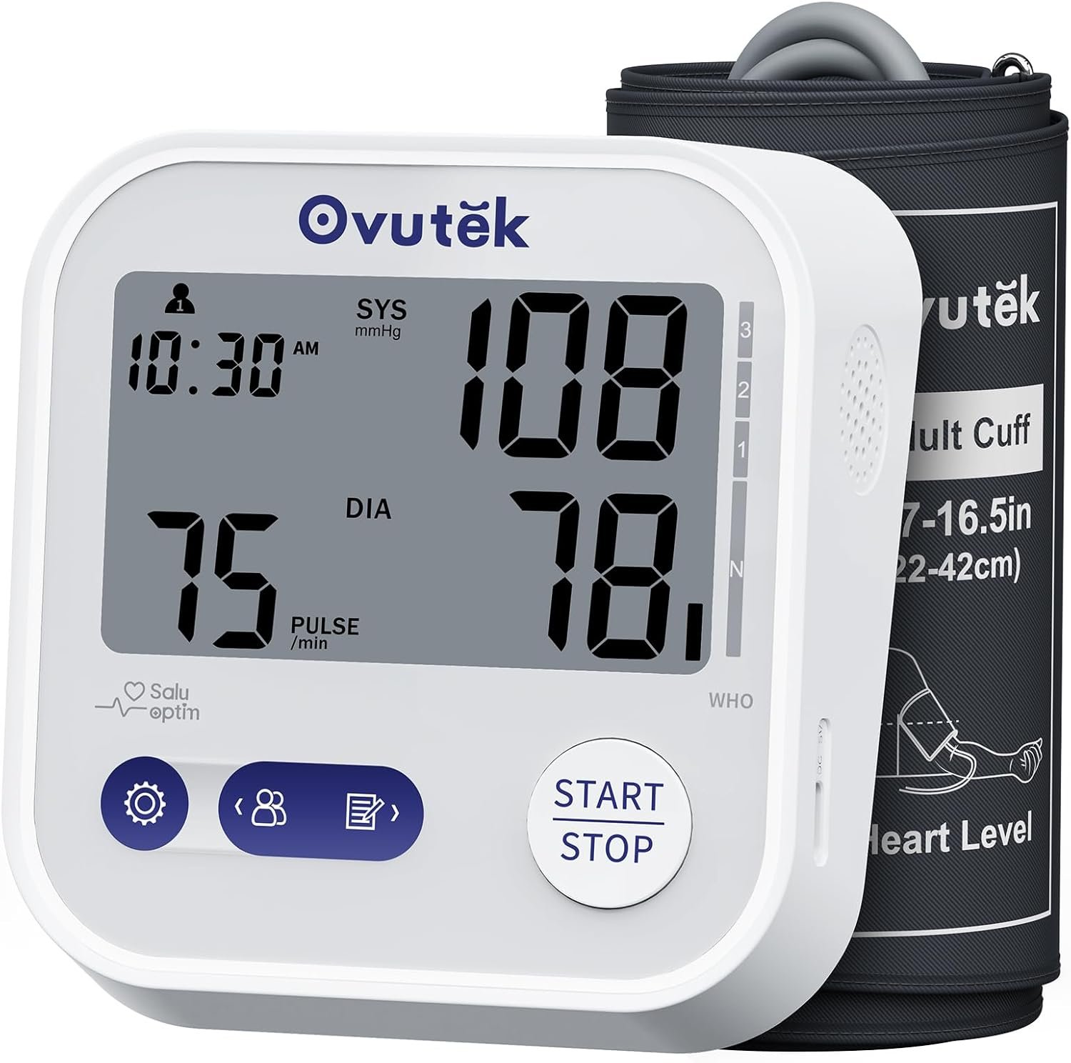 Ovutek Blood Pressure Monitors for Home Use Upper Arm, 8.7″-16.5″ BP Cuff with 245 Sets for 3 Users, Large Display Automatic Digital Blood Pressure Machine with Batteries