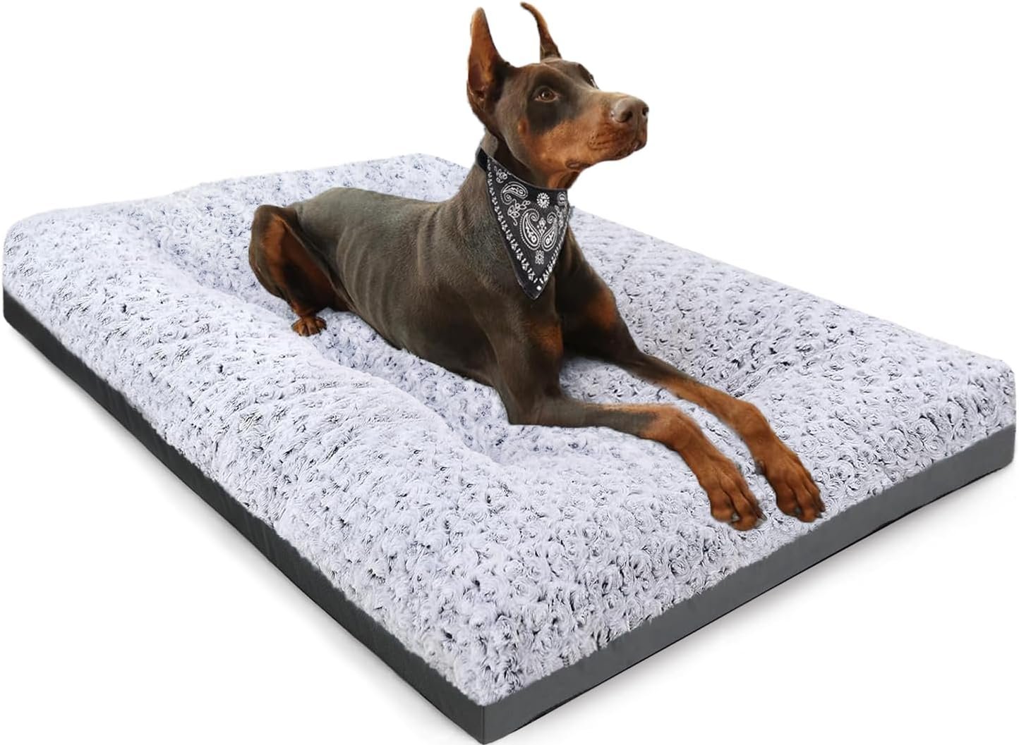 POCBLUE Deluxe Washable XXL Dog Bed for Large Dogs Dog Crate Mat 47 Inch Comfy Fluffy Kennel Pad Anti-Slip for Dogs Up to 110 lbs, 47″ x 29″, Grey