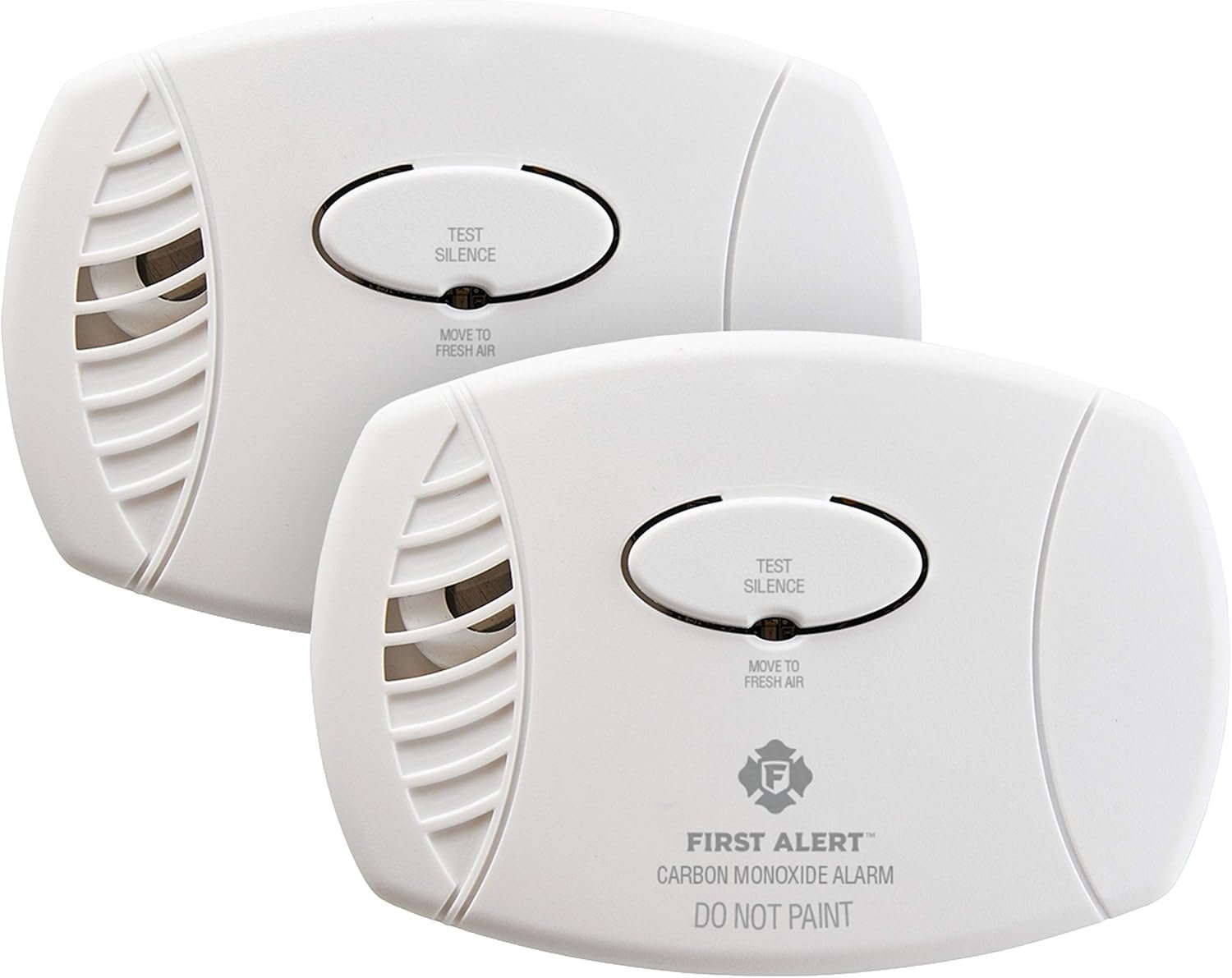 FIRST ALERT Carbon Monoxide Detector, No Outlet Required, Battery Operated, CO400, White, 2 Count (Pack of 1)