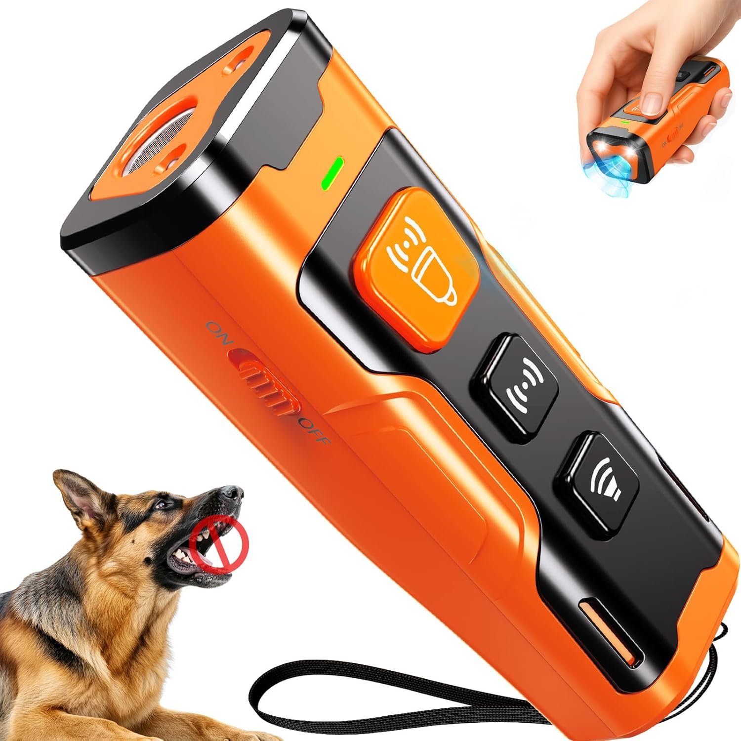 Dog Bark Deterrent Devices, Ultrasonic Anti Barking Device for Dogs, Stopping Own or Neighbor’s Dog Barking,Portable Dog Training Device, Safe & Effective for Indoor & Outdoor Use, Orange