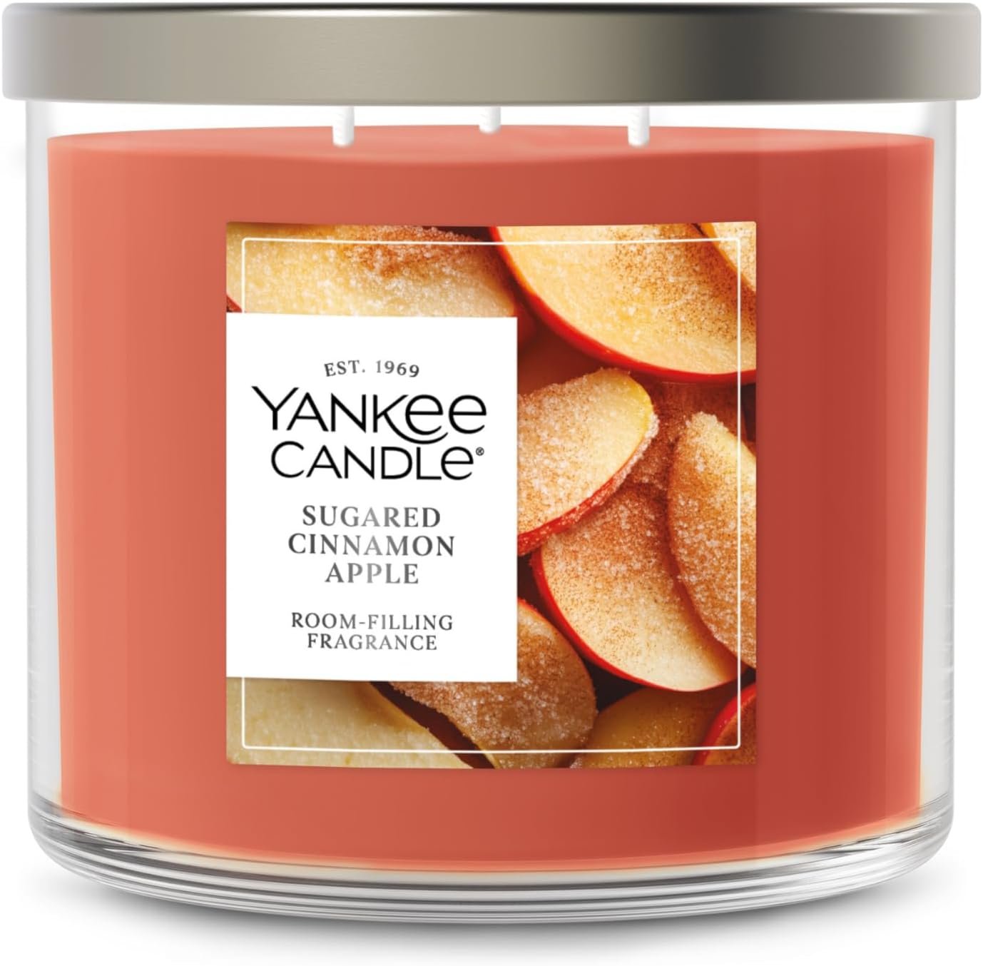 Yankee Candle Sugared Cinnamon Apple, Holiday Scented Candle, 14.5oz 3-Wick Candle Jar with up to 40 Hours Burn Time, Giftable