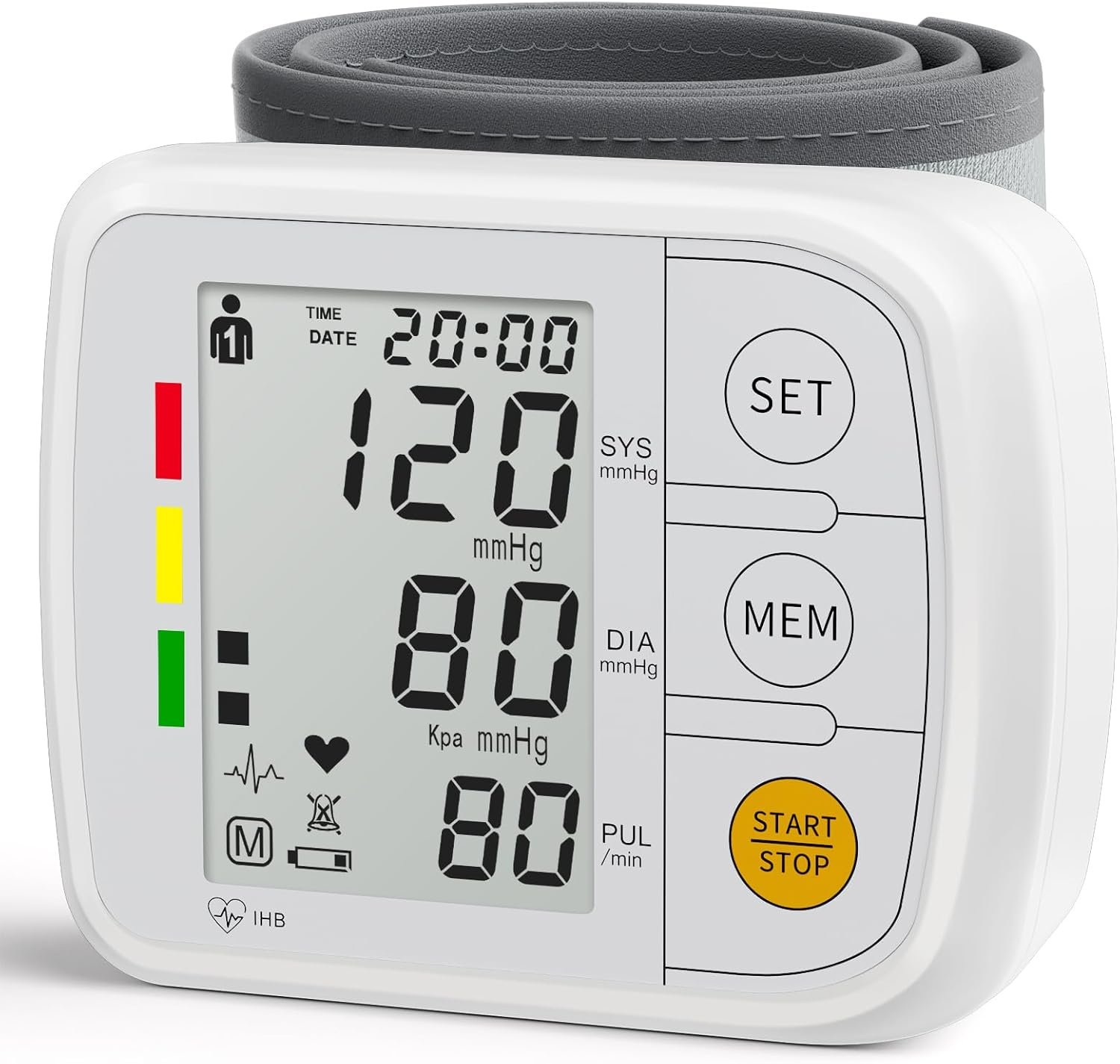 Wrist Blood Pressure Monitors for Home Use Blood Pressure Machine with Bp Cuff 5.47-7.68″, Voice Broadcast, 2×120 Memory, Measurable Board Carrying Case and AAA Battery Bp Monitor(White)