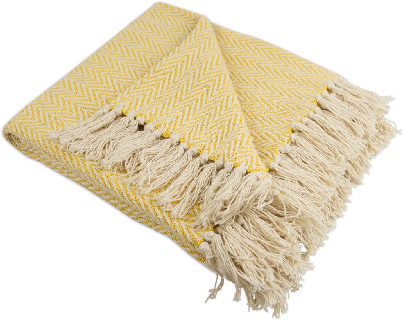 DII Chevron Throw Collection Handloomed Cotton, 50×60, Marigold