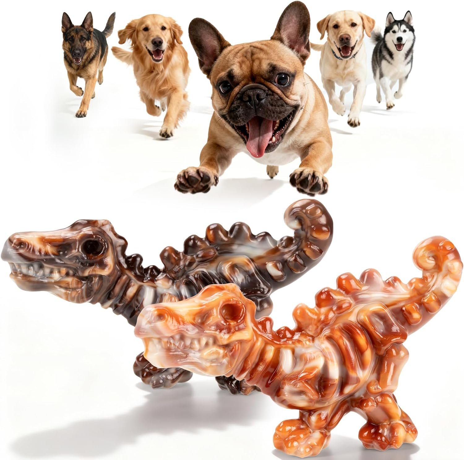 Dog Toys for Aggressive Chewers: 2 Pack Indestructible Dog Toy for Large Medium Dogs, Strong Dog Chew Toys to Keep Them Busy, Tough Dog Toys Dental Care Reduce Boredom Anxiety, Bacon Flavor
