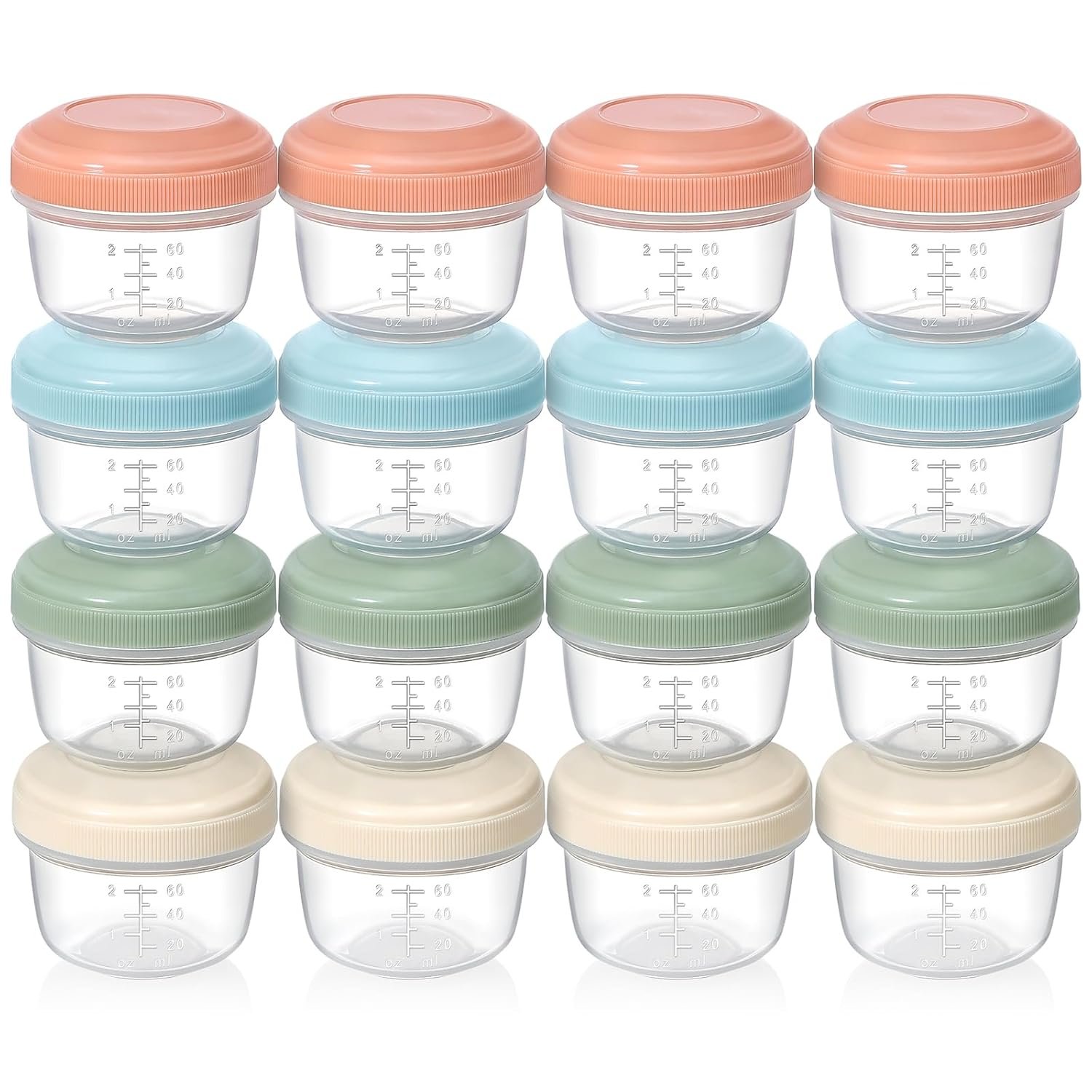 VITEVER [16 Pack] 4 oz Small Containers with Lids, Reusable Plastic Jars for Snack and Puree, Salad Dressing Container to Go, Deli Containers, Freezer Baby Food Containers, Dishwasher Safe, BPA Free
