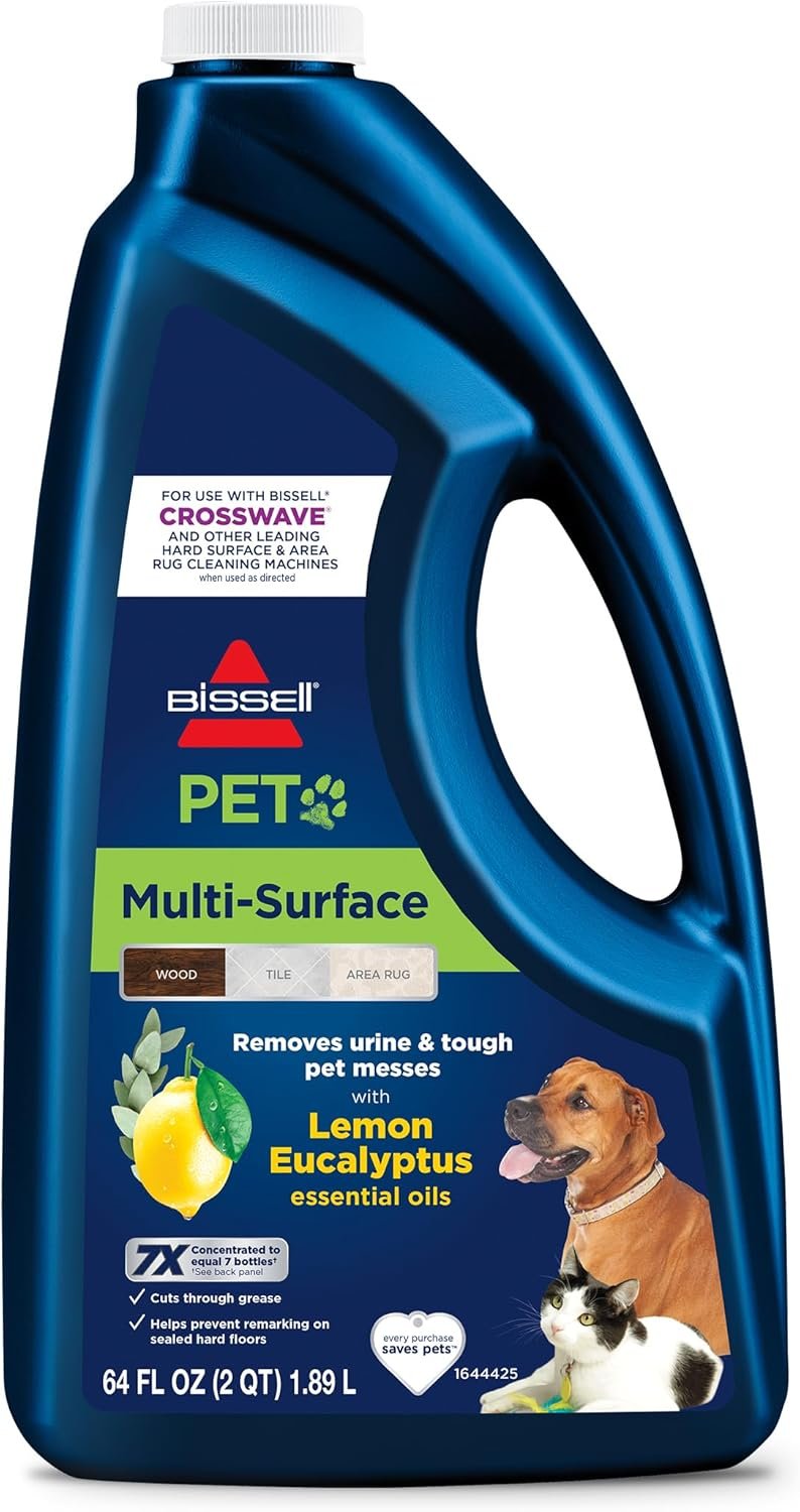 Bissell Multi-Surface Pet with Citrus, 34441, 64oz, Safe on Sealed hard Floors and Area Rugs, Removes tough pet messes and elimantes odors, Lemon Eucalyptus Essential Oils