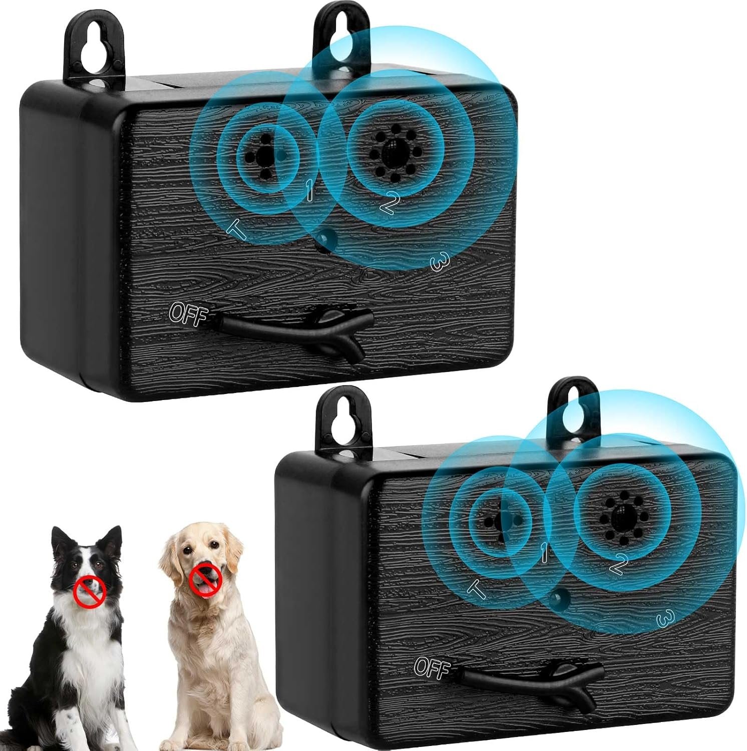2pck Anti Barking Device, 50 FT Ultrasonic Dog Barking Control Device, Neighbor Dog Silencer, 4 Modes Bark Box, Dog Barking Silencer for Indoor and Outdoor Use, Waterproof Dog Barking Deterrent blackP