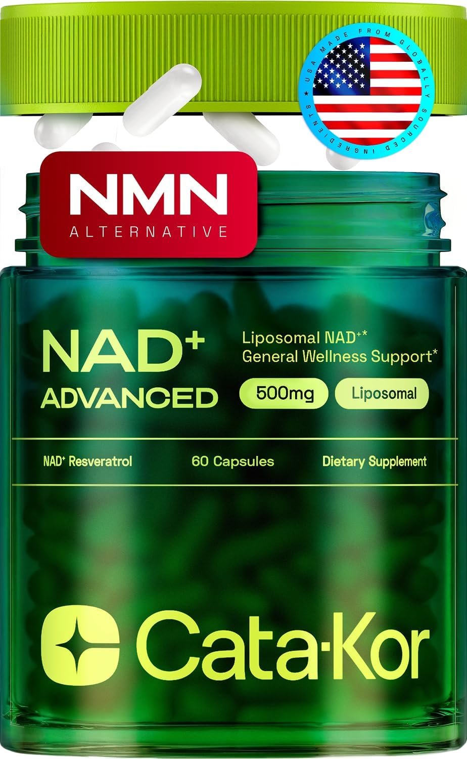 Liposomal NAD Supplement with Resveratrol – NMN Supplement Alternative – Third-Party Tested – 30-Day Supply – Advanced NAD+ Resveratrol