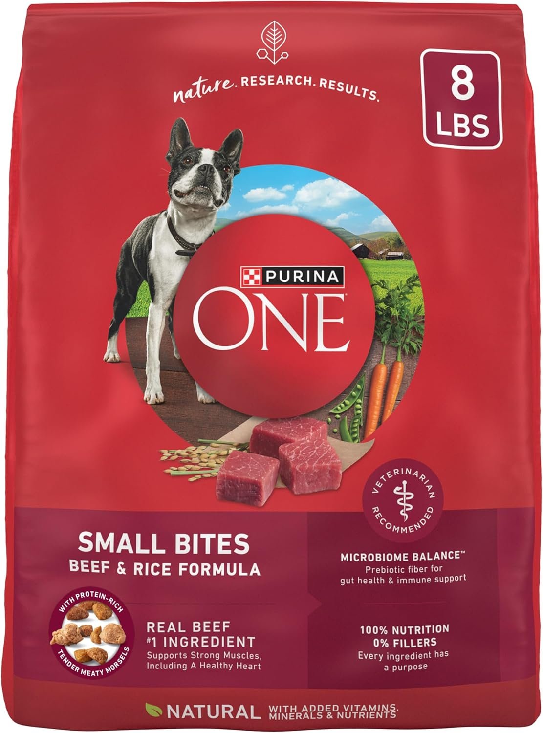 Purina ONE Small Bites Beef and Rice Formula Small High Protein Dry Dog Food Natural With Added Vitamins, Minerals and Nutrients – 8 lb. Bag