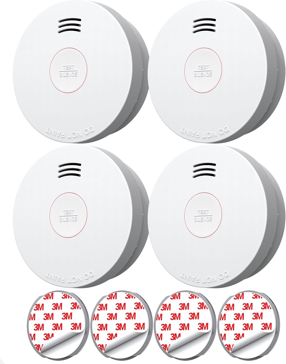 Ecoey Smoke Detector 10 Year Battery Operated with Photoelectric Sensor, Smoke Detectors UL Listed with Low Battery Signal, Fire Alarms Smoke Detectors for Home, Kitchen and Bedroom FJ125A, 4 Packs