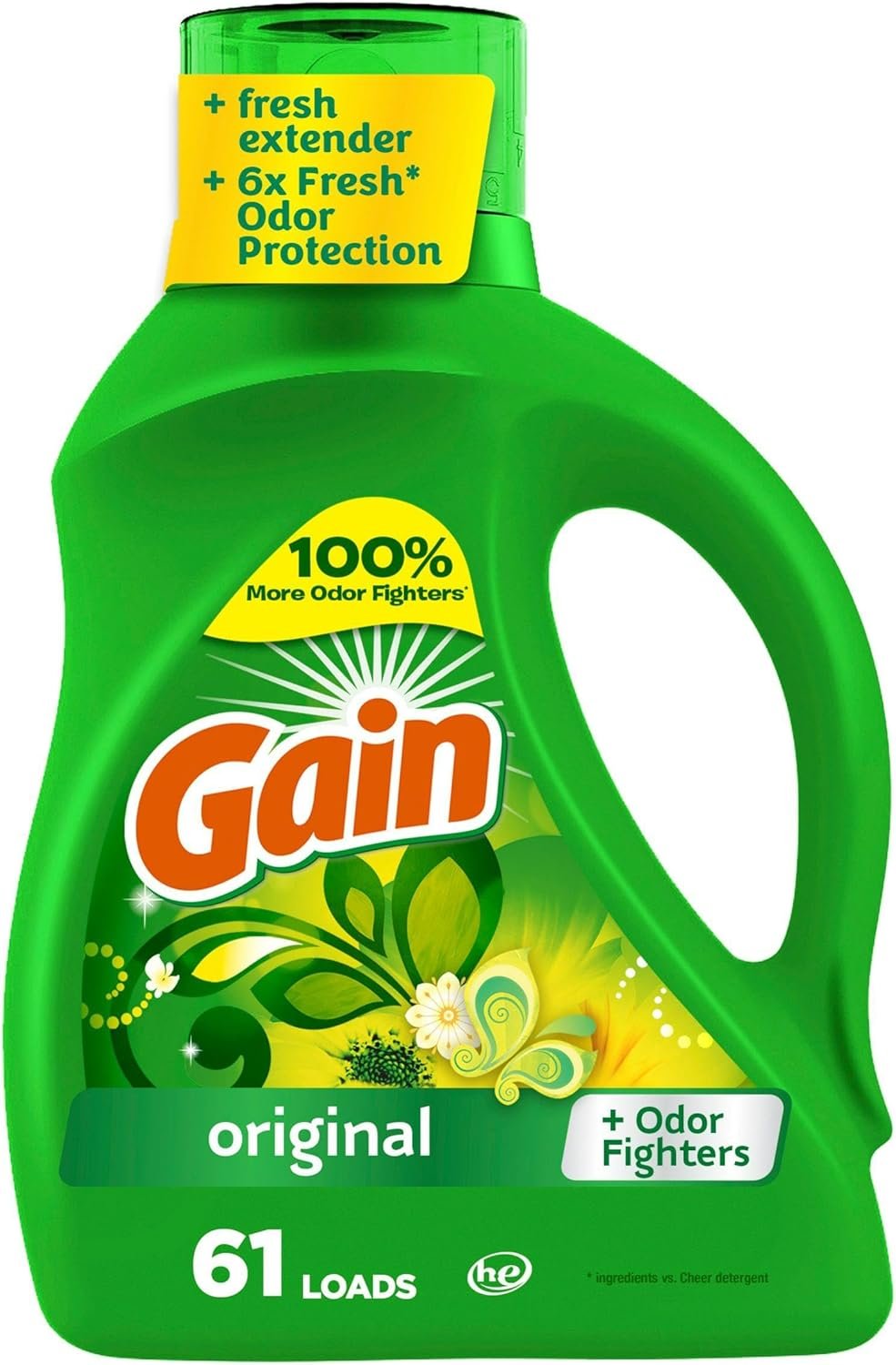 Gain + Aroma Boost Liquid Laundry Detergent, Original Scent, 61 Loads, 88 fl oz, HE Compatible