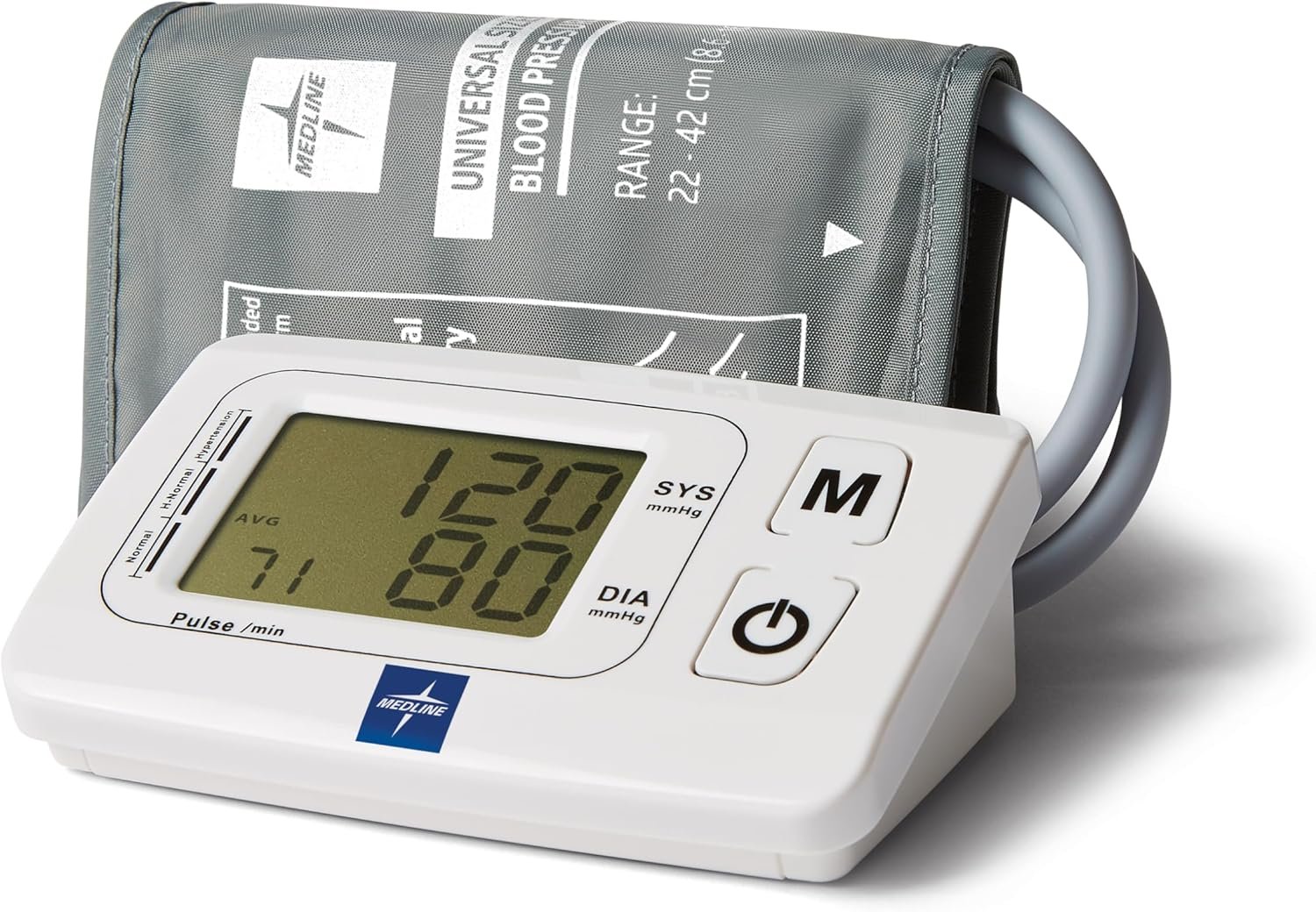 Medline Automatic Digital Blood Pressure Monitor, Adult Upper Arm Cuff, Large Digital LCD Display, Stores Up to 90 Readings, Batteries Included