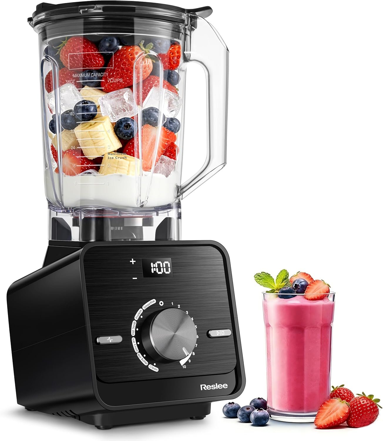Countertop Smoothie Blender for Home, Ultra-Smooth Results for Smoothies & Protein Shakes, Blends Frozen Fruit & Ice, 56oz BPA-Free Tritan™ Jar, 10 Speeds & 6 Presets,6-in-1 Blender