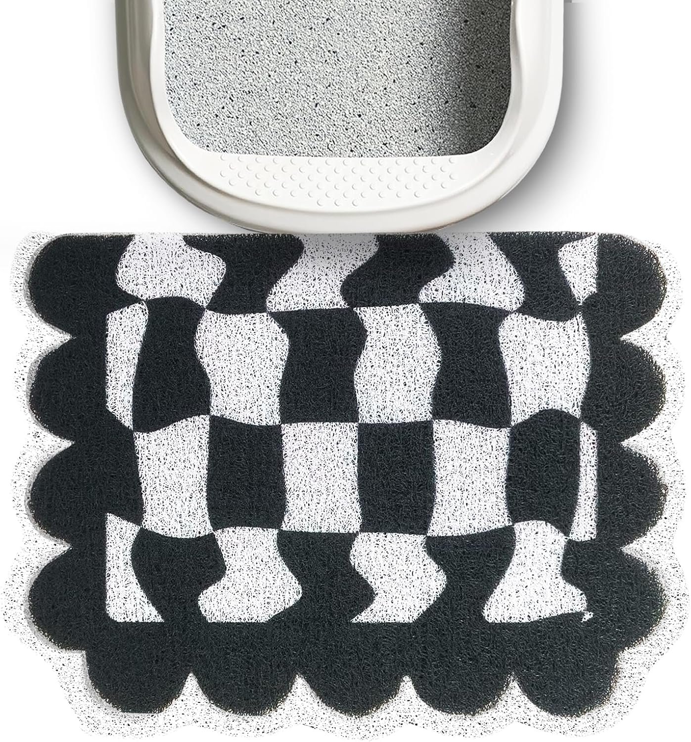 Lukamoo® Cute Cat Litter Mat (24”x16”), Large, for Kitty Litter & Cute Cat Litter Box, Accessories for Indoor Cats.