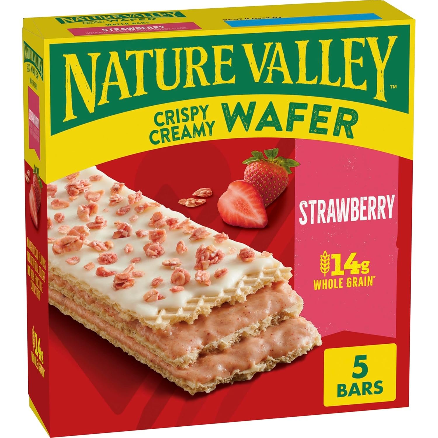 Nature Valley Crispy Creamy Wafer Bars, Strawberry, Whole Grain, 5 Bars, 6.5 oz