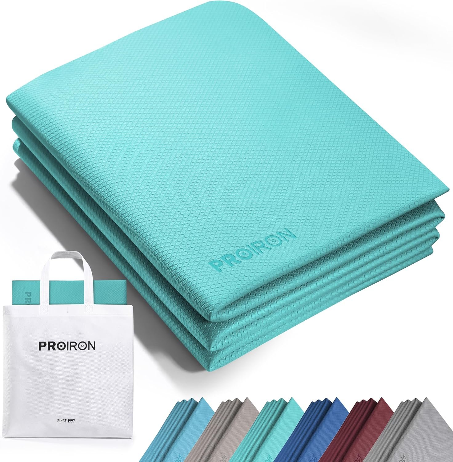 PROIRON Foldable Yoga Mat 0.24″/0.16″ for Home Workout & Travel, Non Slip Travel Yoga Mats with Carry Bag, Packable Yoga Mat for Home Gym, Pilates, Fitness,Stretching