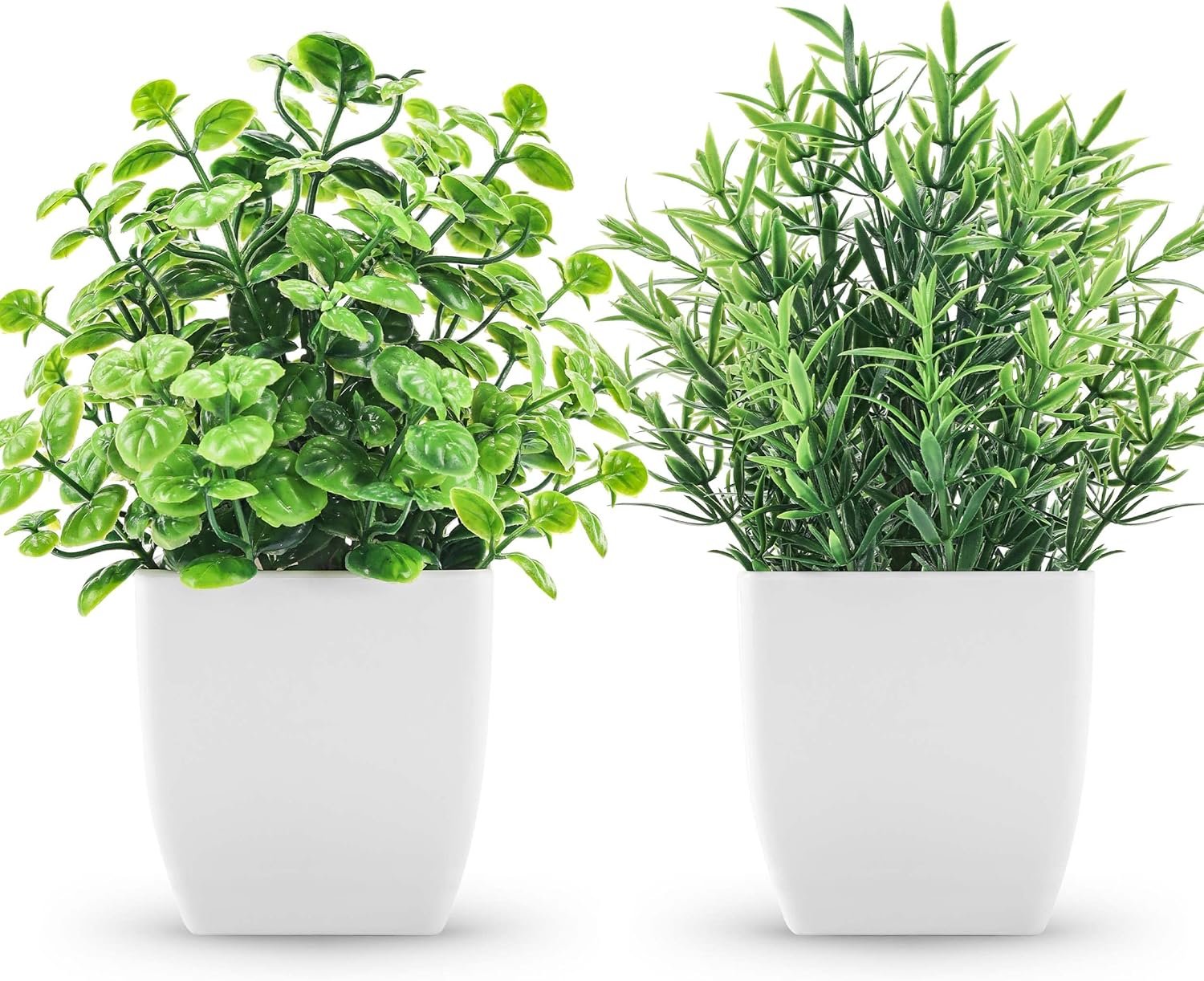 2 Pack Fake Plants Small Artificial Greenery Faux Plants Indoor for Home Farmhouse Bathroom Shelf Decor