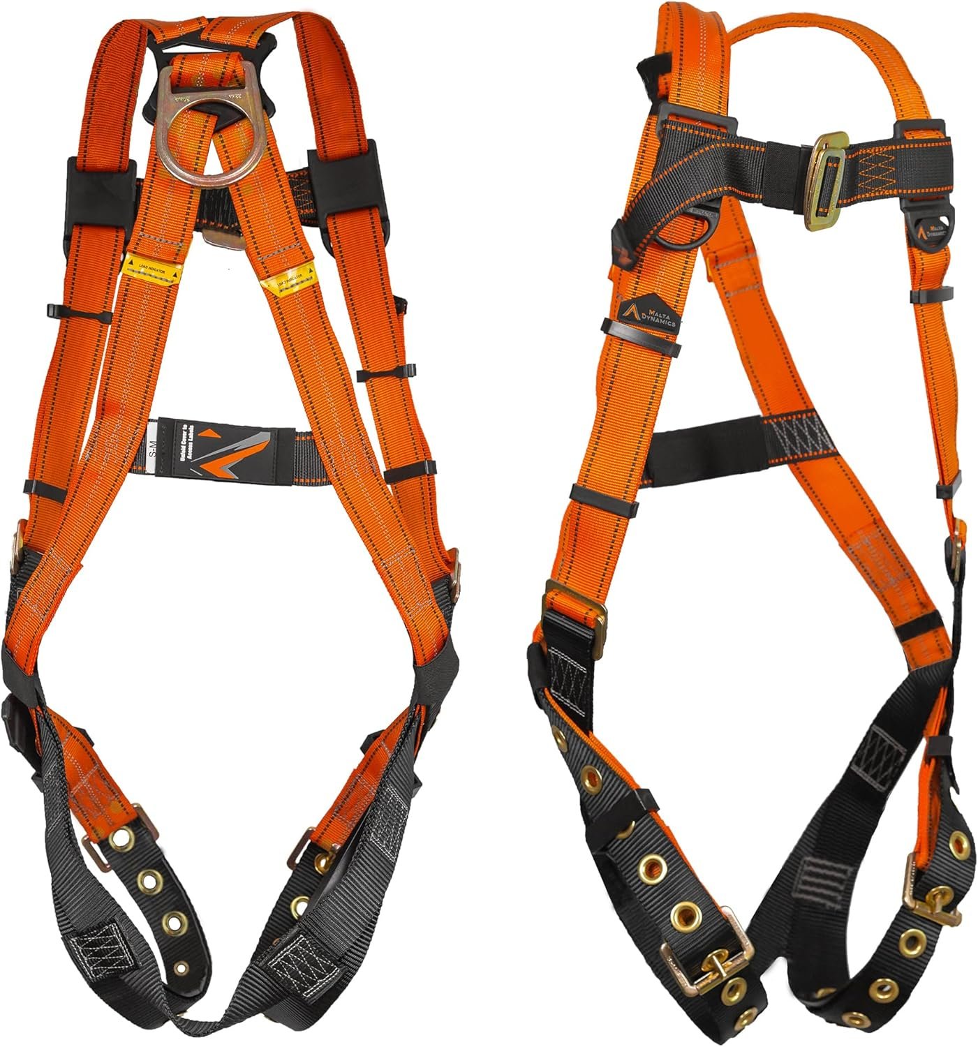 Malta Dynamics Warthog Safety Harness for Construction – Fall Protection Harness with Back D-Ring, Fall Indicators, & Chest and Leg Buckles, OSHA & ANSI Compliant (3XL)