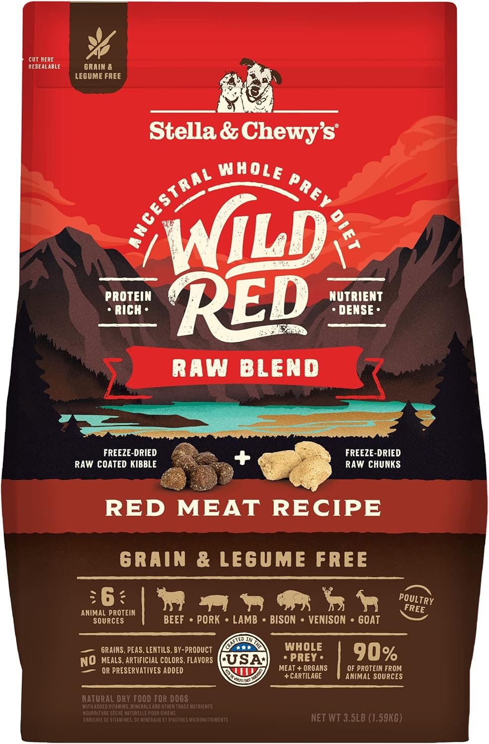 Stella & Chewy’s Wild Red Dry Dog Food Raw Blend High Protein Grain & Legume Free Red Meat Recipe, 3.5 lb. Bag
