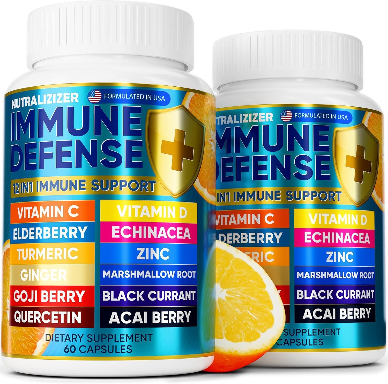12 in 1 Immune Defense Vitamins – Immune Support Supplement w/VIT D3, Vitamin С, Zinс, Echinacea, Elderberry, Ginger &More – Natural Immunity System Booster – Immune & Muscle Health 120cs