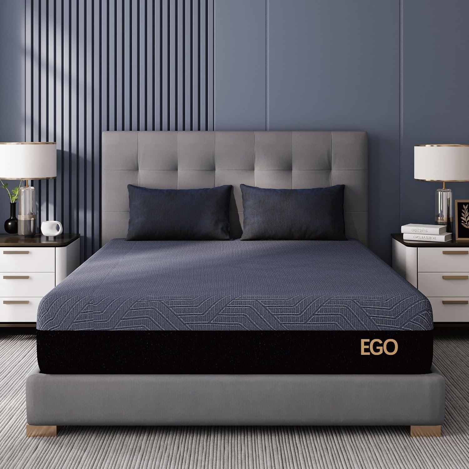 EGOHOME 10 Inch King Memory Foam Mattress for Back Pain, Cooling Copper Gel Bed in a Box, Foam Made in USA, CertiPUR-US Certified, Therapeutic Medium Firm, 76x80x10 Black