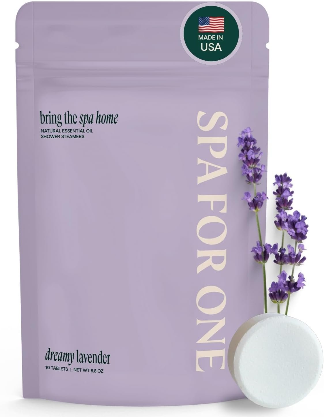 Spa For One Shower Steamers Aromatherapy 10 Pack – Made in USA with Natural Essentials Oils for Galentines and Valentines Day, Birthday Gifts for Women and Men, Relaxation – Lavender