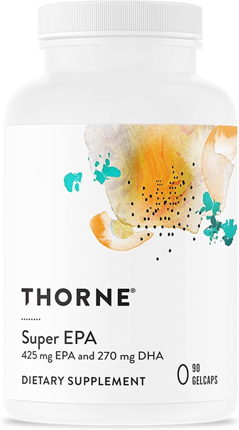 THORNE – Super EPA – Omega-3 Fatty Acids EPA 425mg & DHA 270mg Supplement – Support Brain, Cardiovascular, Joints & Skin* – Gluten, Dairy & Soy-Free – 90 Gelcaps