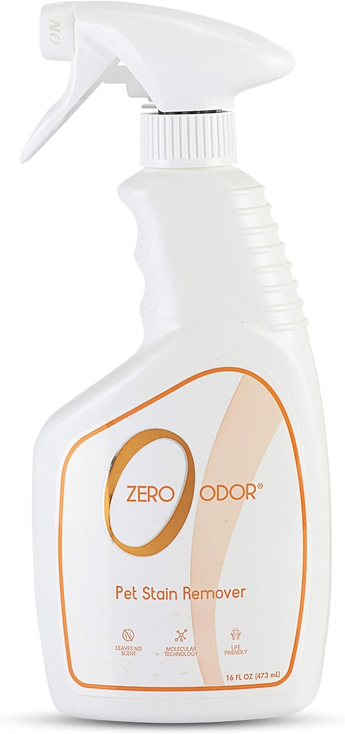 Zero Odor – Pet Stain Remover & Odor Eliminator – Permanently Remove Stain & Odor with Patented Technology Best for Carpet, Furniture, Floors, Pet Bed– Look and Smell Great, 16oz (Over 400 Sprays)