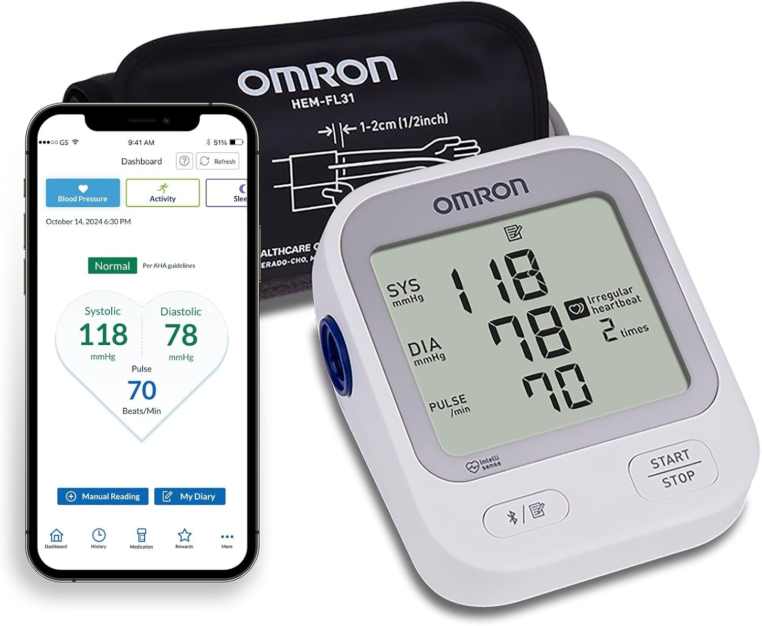 OMRON Silver Blood Pressure Monitor for Home Use & Upper Arm Blood Pressure Cuff – #1 Doctor & Pharmacist Recommended Brand – Clinically Validated – Connect App
