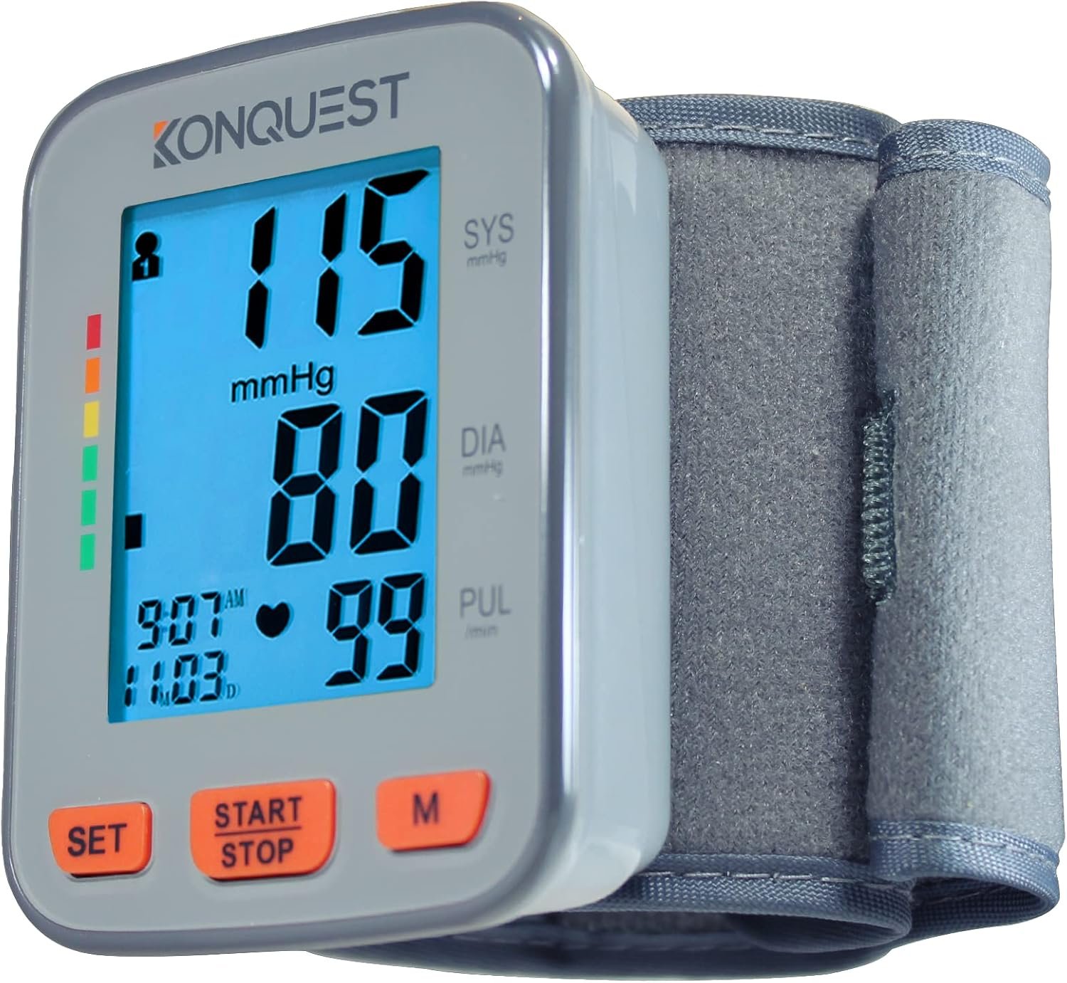 Konquest KBP-2910W Automatic Wrist Blood Pressure Monitor – Accurate – Adjustable Cuff, Large Screen Display – Portable Case – Irregular Heartbeat Detector – Tensiometro