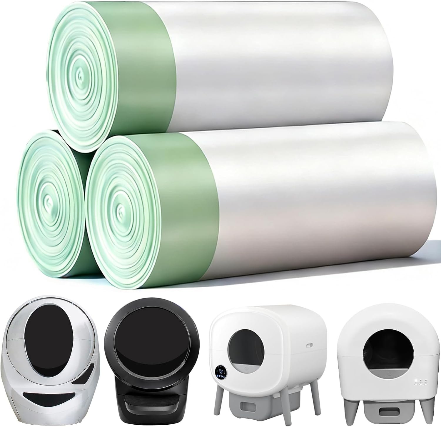 105 Count Waste Drawer Liners Bags Compatible with Litter Box Robot 4 and 3, Thick Self-cleaning Cat Litter Box Liners refill with Drawstring Heavy Duty 10-12 Gallons of Capacity