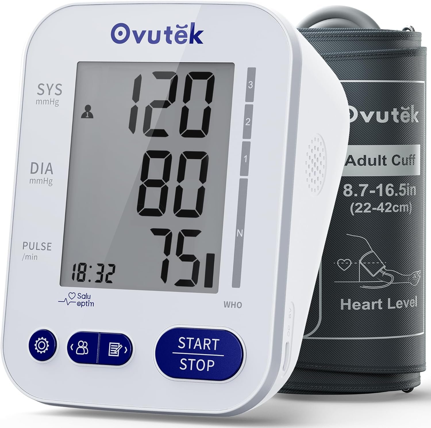 Ovutek Blood Pressure Monitors for Home Use: Large BP Cuff with 240 Memories for 2 Users, Upper Arm Blood Pressure Machine, Accurate BP Monitor with Batteries Type-C Cable