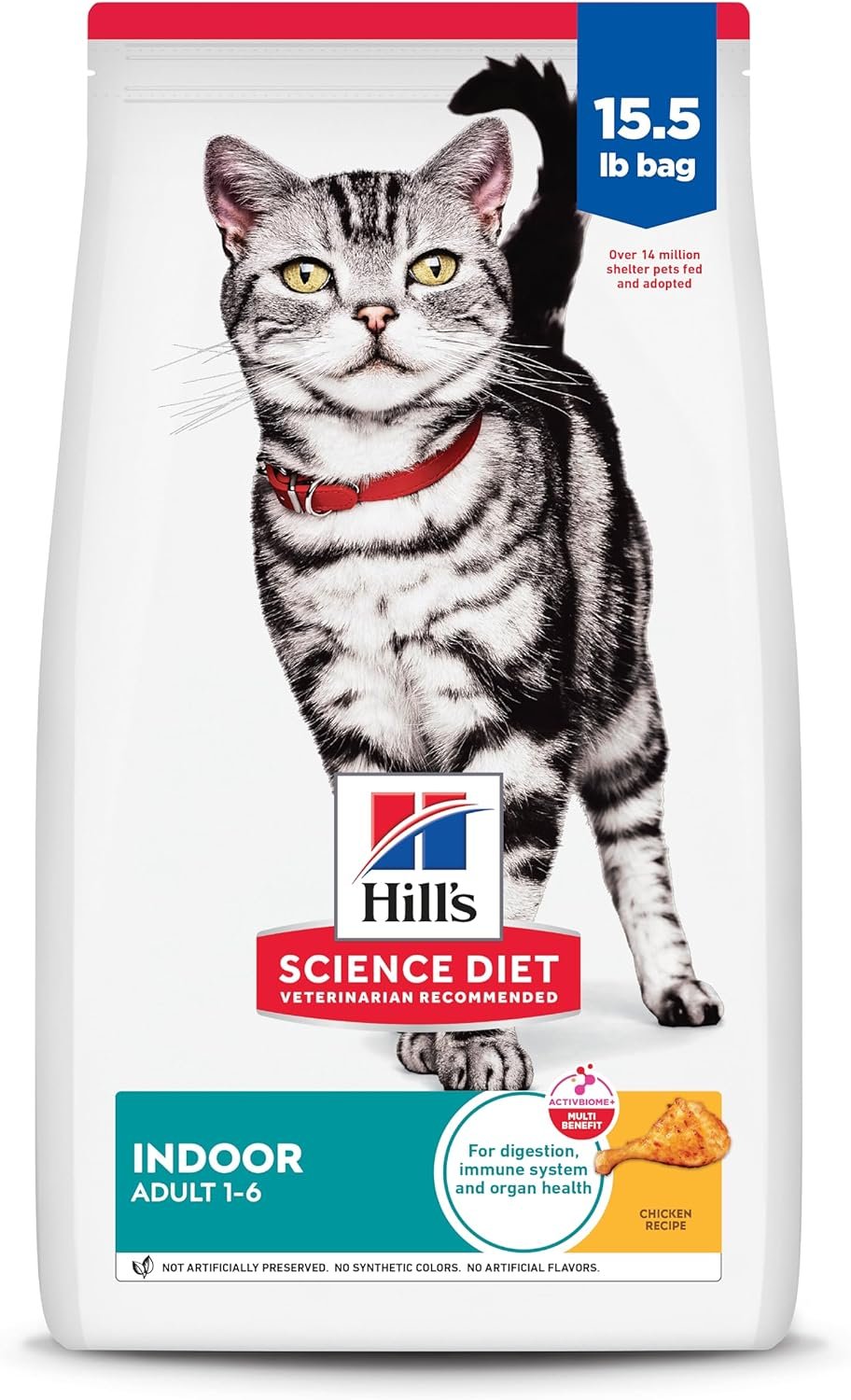 Hill’s Science Diet Indoor, Adult 1-6, Easy Litter Box Cleanup, Dry Cat Food, Chicken Recipe, 15.5 lb Bag