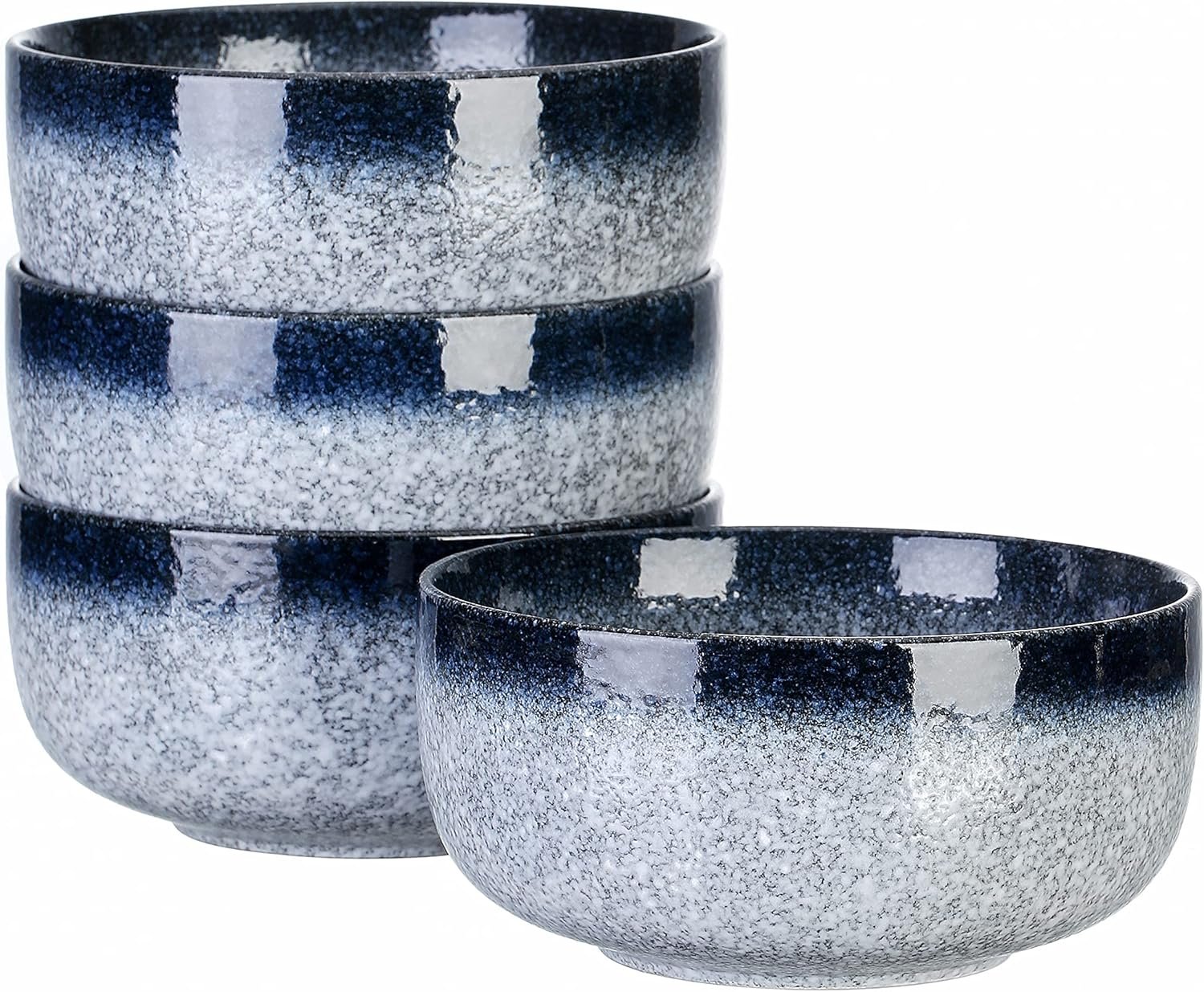 S&Q’S CERAMICS Cereal Bowls – 36 Ounce, Japanese Noodle Bowl Set, Ceramic Bowls for Kitchen, Breakfast, Oatmeal, Microwave and Dishwasher Safe, [Set of 4], Dark Blue