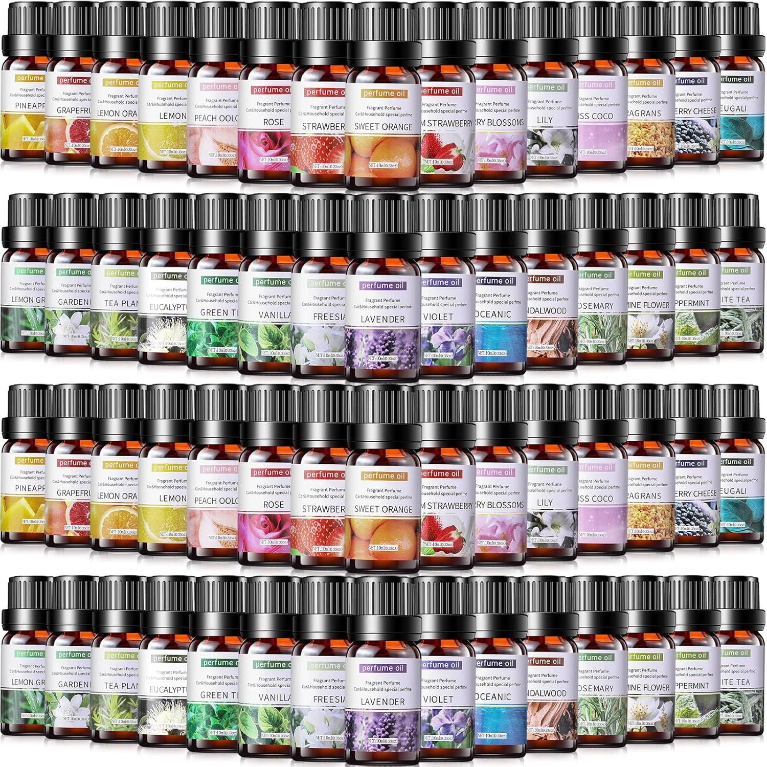 Nuanchu 26 Pcs Essential Oils Set 10ml Fragrance Oil Aromatherapy Kit for Diffuser Humidifier Aromatherapy-Oils for Candle Bath Bombs Making (Fresh)
