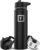 IRON °FLASK Camping & Hiking Hydration Flask with 3 Lids – Stainless Steel, Double Walled & Vacuum Insulated Water Bottle – Leak Proof & BPA Free (Midnight Black, Straw – 22 oz)